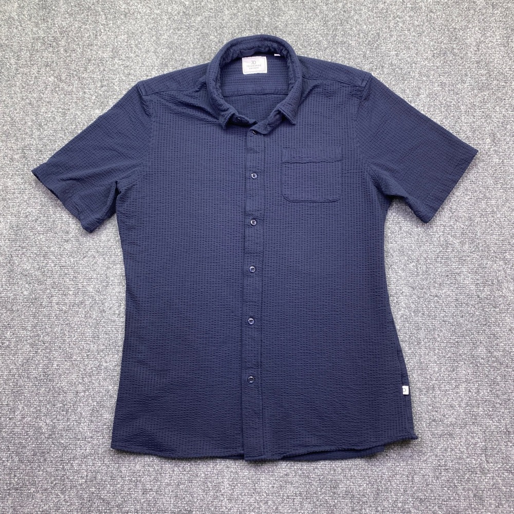 7 Diamonds Graham Navy‎ Blue Short Sleeve 4-Way Stretch Button Down Shirt Mens S